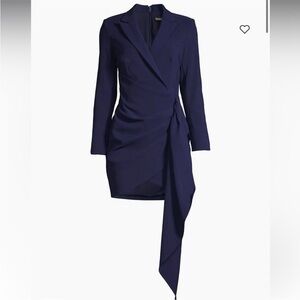 Lavish Navy Long-Sleeve Draped Wrap Dress
